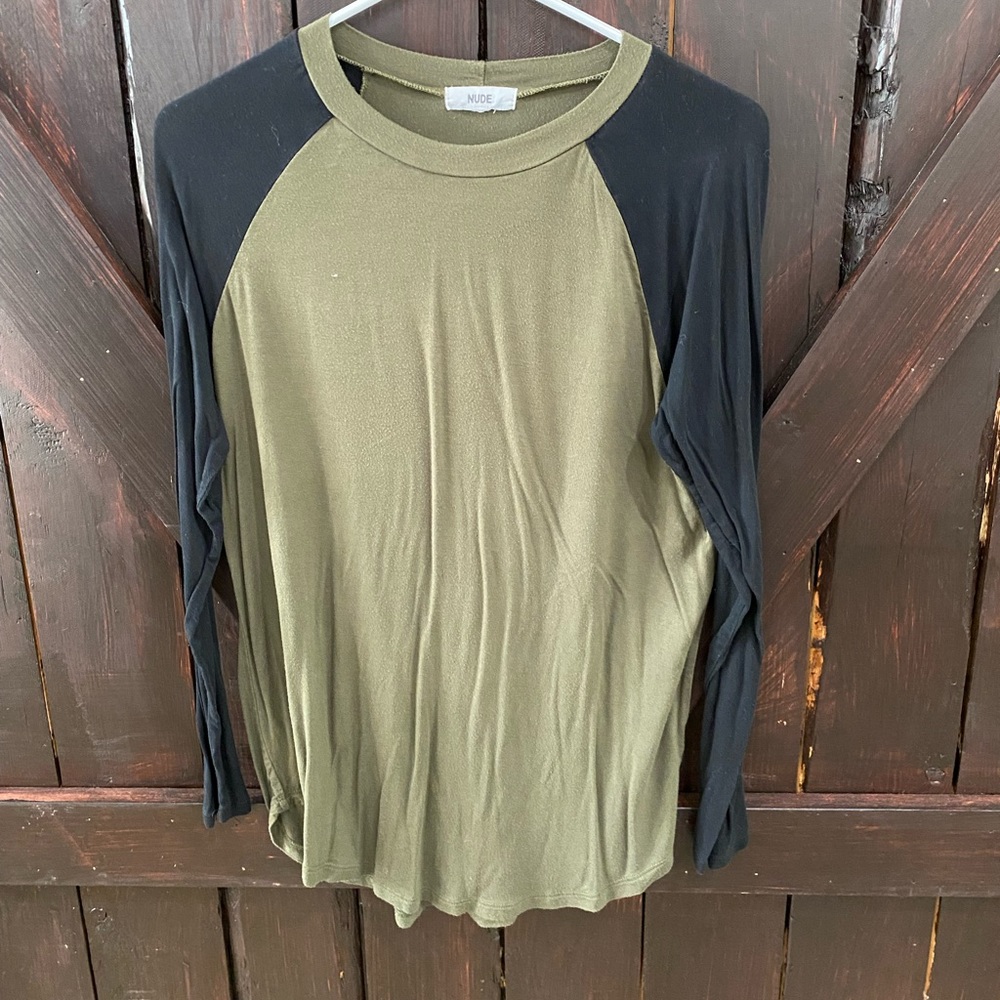 Nude. Size small. Green with black sleeves